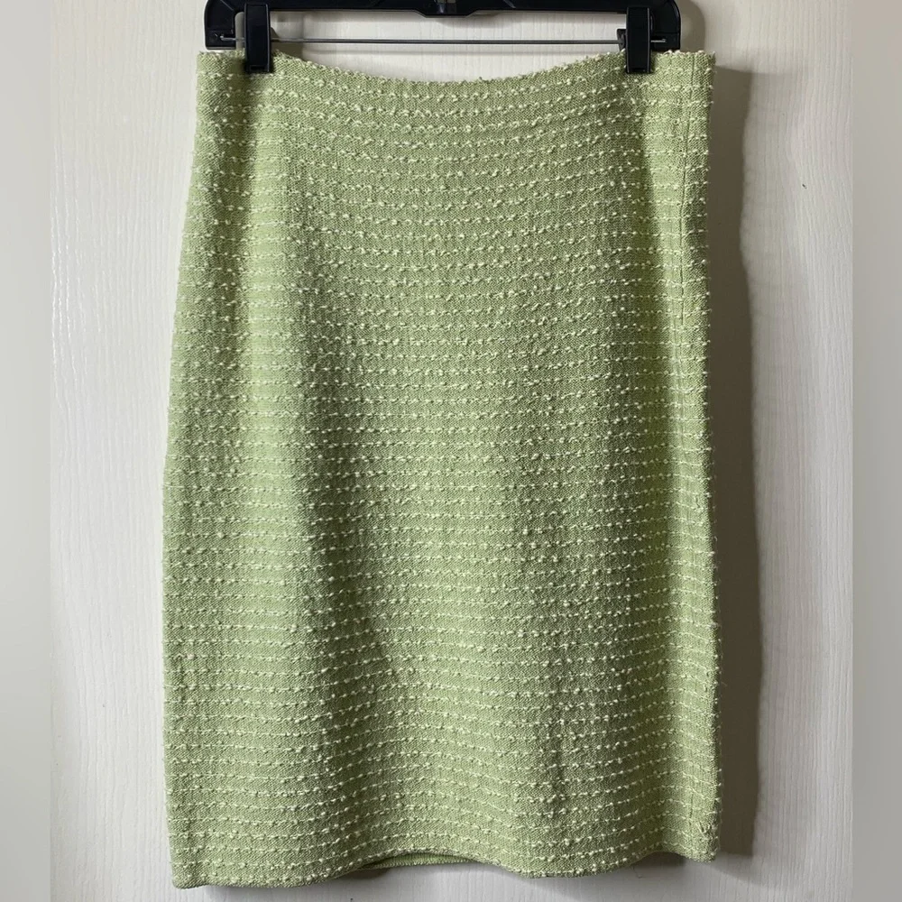 St. John • Santana Knit Green Boucle Skirt Suit • USA
